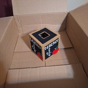 teacher tissue box cover plastic canvas